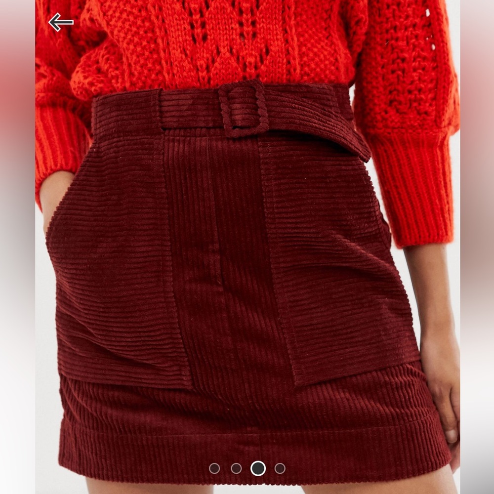 ASOS utility pocket cord A line mini skirt with belt size 10